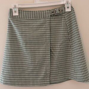 brandy melville plaid checked Mini Skirt in Green